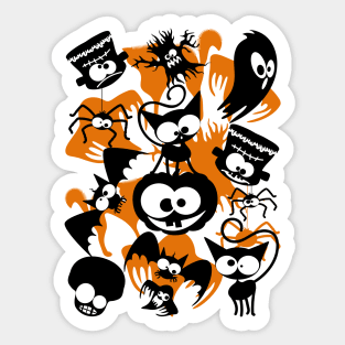 Halloween Fun and Creepy Cute Caharacters Pattern Sticker